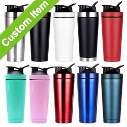 Custom Double-Layer Vacuum 304 Stainless Steel Insulated Cup Protein Shake Shaker Bottle Outdoor Sports Water Bottle